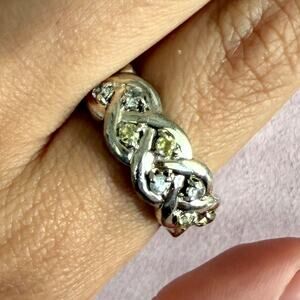 sterling silver braided round-cut cz band ring size 10.5